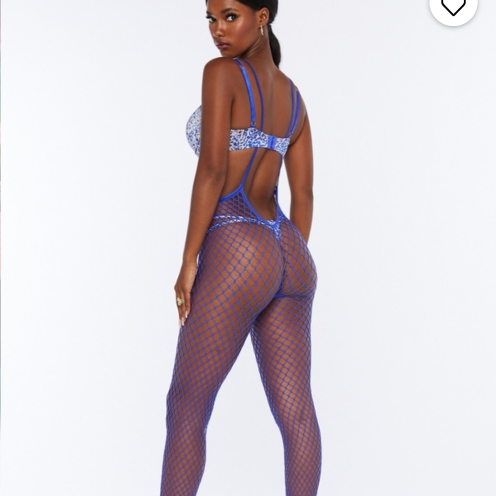Savage X Fenty Blue Cyber Cafe Teddy & Stocking - Picture 11 of 16